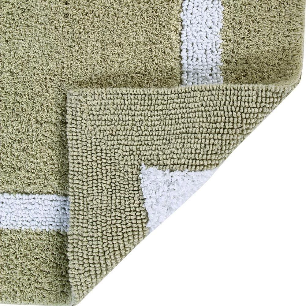 Hotel Collection Sage/White 100% Cotton 4 Piece Bath Rug Set by Better Trends 4 Hotel Collection Sage/White 100% Cotton 4 Piece Bath Rug Set by Better Trends - Image 2
