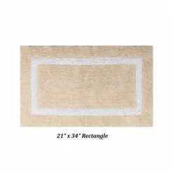 Hotel Collection Sand/White (20" x 20" : 21" x 34" : 20" x 60") 100% Cotton 3 Piece Bath Rug Set by Better Trends -Better Trends Sales Store sand white better trends bathroom rugs bath mats baho3pc226sdwh 4f 1000
