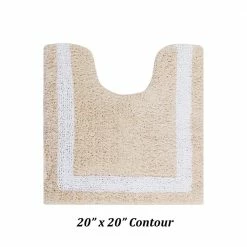 Hotel Collection Sand/White (20" x 20" : 21" x 34" : 20" x 60") 100% Cotton 3 Piece Bath Rug Set by Better Trends -Better Trends Sales Store sand white better trends bathroom rugs bath mats baho3pc226sdwh c3 1000