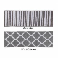 Marrakesh Collection Silver 20 in. x 60 in. 100% Polyester Bath Rug by Better Trends -Better Trends Sales Store silver better trends bathroom rugs bath mats bama2060si 76 1000