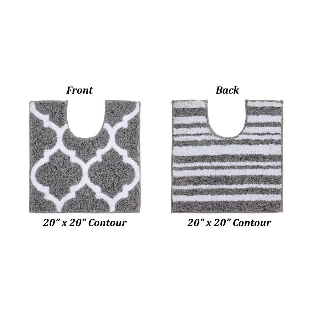 Marrakesh Collection 3-Piece Silver 100% Polyester 17 in. x 24 in., 20 in. x 20 in., 21 in. x 34 in. Bath Rug Set by Better Trends 7 Marrakesh Collection 3-Piece Silver 100% Polyester 17 in. x 24 in., 20 in. x 20 in., 21 in. x 34 in. Bath Rug Set by Better Trends - Image 5