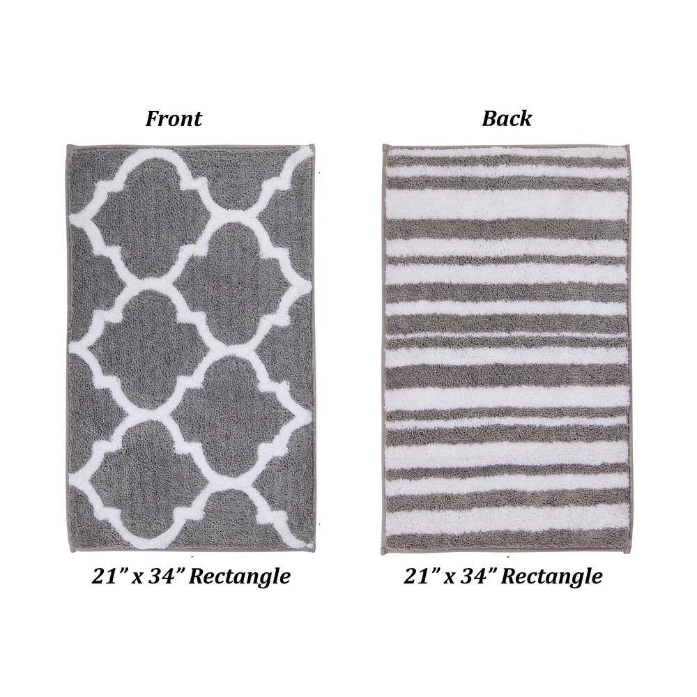 Marrakesh Collection 3-Piece Silver 100% Polyester 17 in. x 24 in., 20 in. x 20 in., 21 in. x 34 in. Bath Rug Set by Better Trends 8 Marrakesh Collection 3-Piece Silver 100% Polyester 17 in. x 24 in., 20 in. x 20 in., 21 in. x 34 in. Bath Rug Set by Better Trends - Image 6