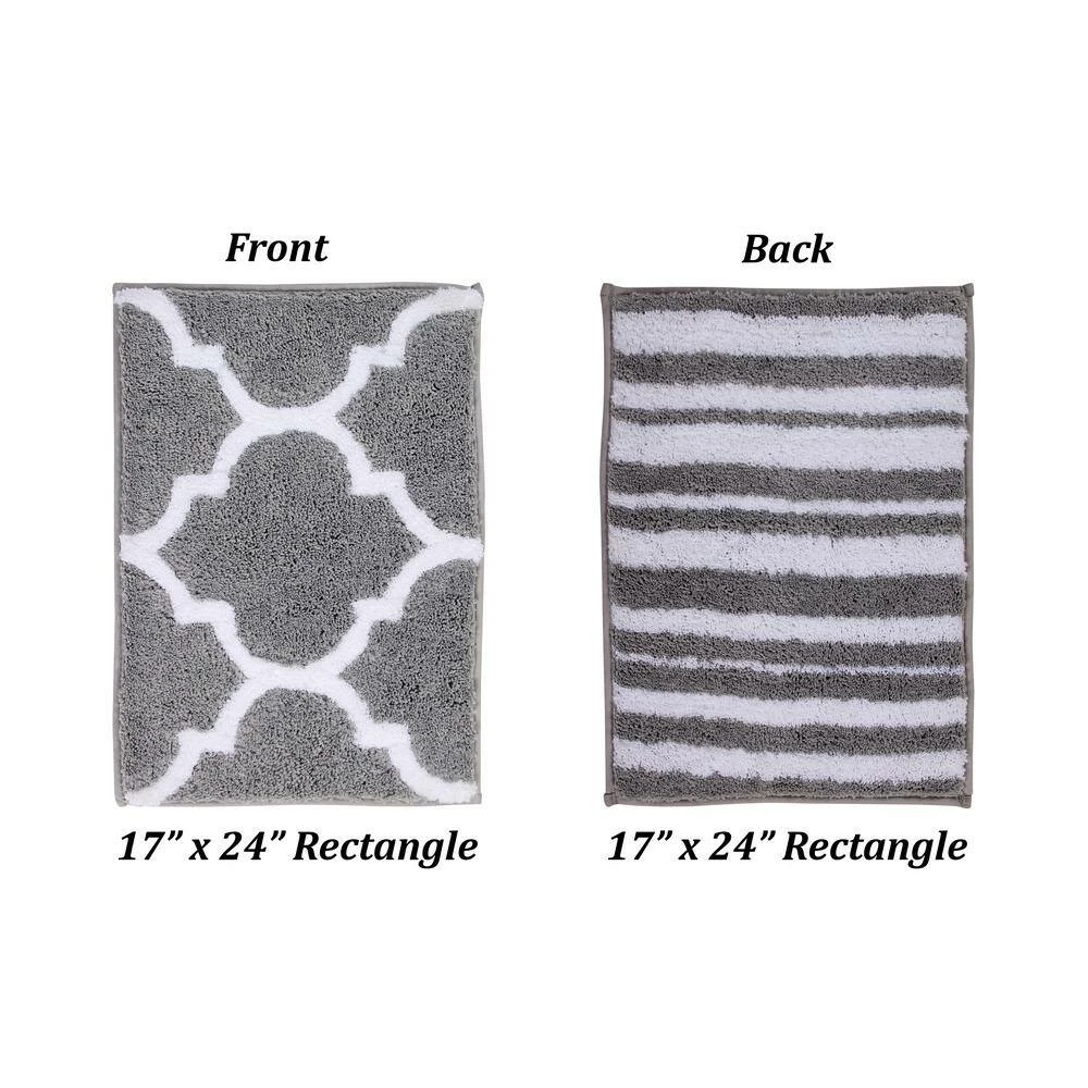 Marrakesh Collection 3-Piece Silver 100% Polyester 17 in. x 24 in., 20 in. x 20 in., 21 in. x 34 in. Bath Rug Set by Better Trends 6 Marrakesh Collection 3-Piece Silver 100% Polyester 17 in. x 24 in., 20 in. x 20 in., 21 in. x 34 in. Bath Rug Set by Better Trends - Image 4