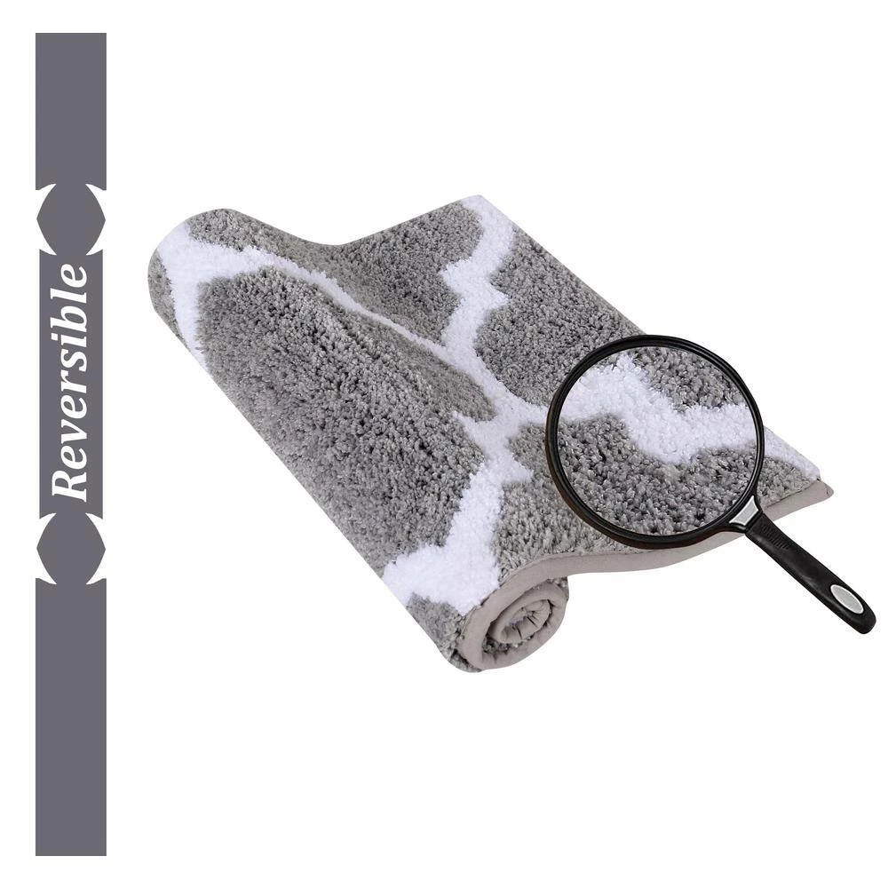 Marrakesh Collection 3-Piece Silver 100% Polyester 17 in. x 24 in., 20 in. x 20 in., 21 in. x 34 in. Bath Rug Set by Better Trends 9 Marrakesh Collection 3-Piece Silver 100% Polyester 17 in. x 24 in., 20 in. x 20 in., 21 in. x 34 in. Bath Rug Set by Better Trends - Image 7