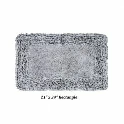 Shaggy Border Collection 3 Piece Silver 100% Cotton Bath Rug Set - (17" x 24" : 20" x 20" : 21" x 34") by Better Trends -Better Trends Sales Store silver better trends bathroom rugs bath mats barr3pc122si 1f 1000