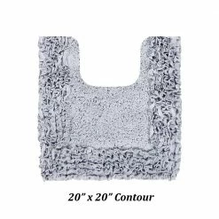 Shaggy Border Collection 3 Piece Silver 100% Cotton Bath Rug Set - (17" x 24" : 20" x 20" : 21" x 34") by Better Trends -Better Trends Sales Store silver better trends bathroom rugs bath mats barr3pc122si 4f 1000