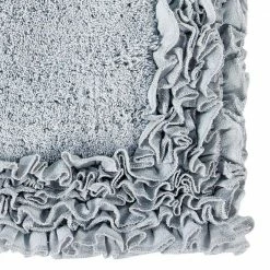 Shaggy Border Collection 3 Piece Silver 100% Cotton Bath Rug Set - (17" x 24" : 20" x 20" : 21" x 34") by Better Trends -Better Trends Sales Store silver better trends bathroom rugs bath mats barr3pc122si 76 1000