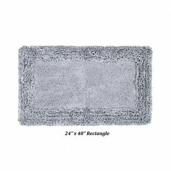 Shaggy Border Collection 3 Piece Silver 100% Cotton Bath Rug Set - (17" x 24" : 21" x 34" : 24" x 40") by Better Trends -Better Trends Sales Store silver better trends bathroom rugs bath mats barr3pc124si 1f 1000