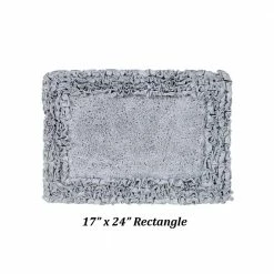 Shaggy Border Collection 3 Piece Silver 100% Cotton Bath Rug Set - (17" x 24" : 21" x 34" : 24" x 40") by Better Trends -Better Trends Sales Store silver better trends bathroom rugs bath mats barr3pc124si c3 1000