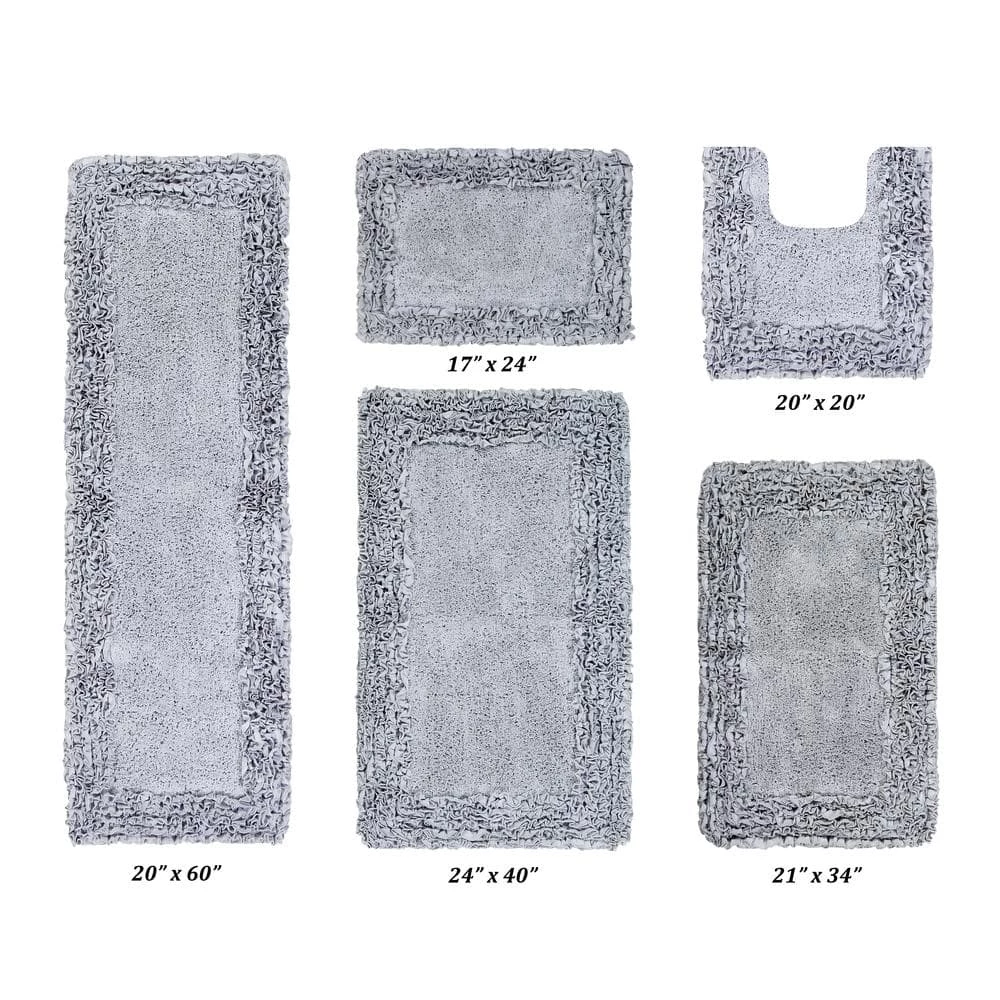 Shaggy Border Collection Silver 100% Cotton 5 Piece Bath Rug Set by Better Trends 3 Shaggy Border Collection Silver 100% Cotton 5 Piece Bath Rug Set by Better Trends
