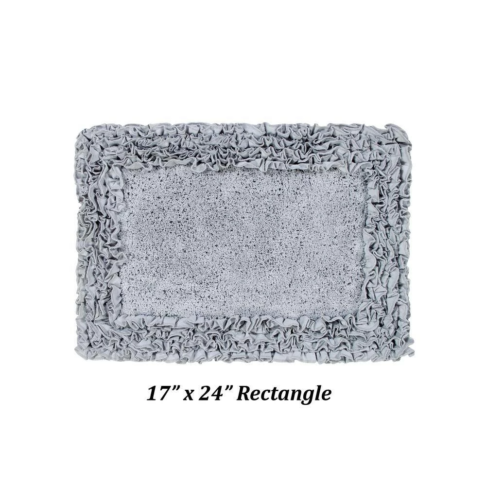 Shaggy Border Collection Silver 100% Cotton 5 Piece Bath Rug Set by Better Trends 5 Shaggy Border Collection Silver 100% Cotton 5 Piece Bath Rug Set by Better Trends - Image 3