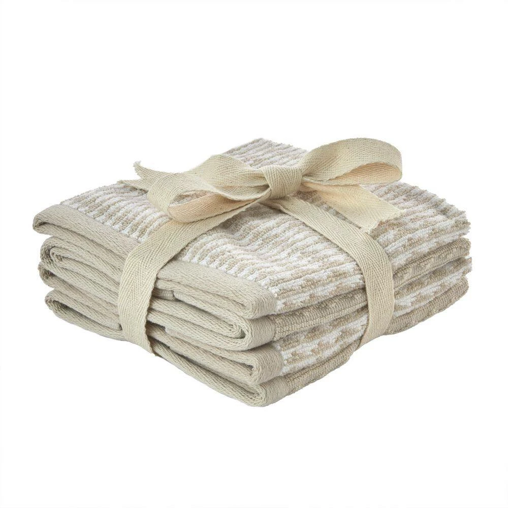 4-Piece Longborough Jacq Wash Set Tan 100% Cotton 12 in. x 12 in. by SKL Home 6 4-Piece Longborough Jacq Wash Set Tan 100% Cotton 12 in. x 12 in. by SKL Home - Image 4