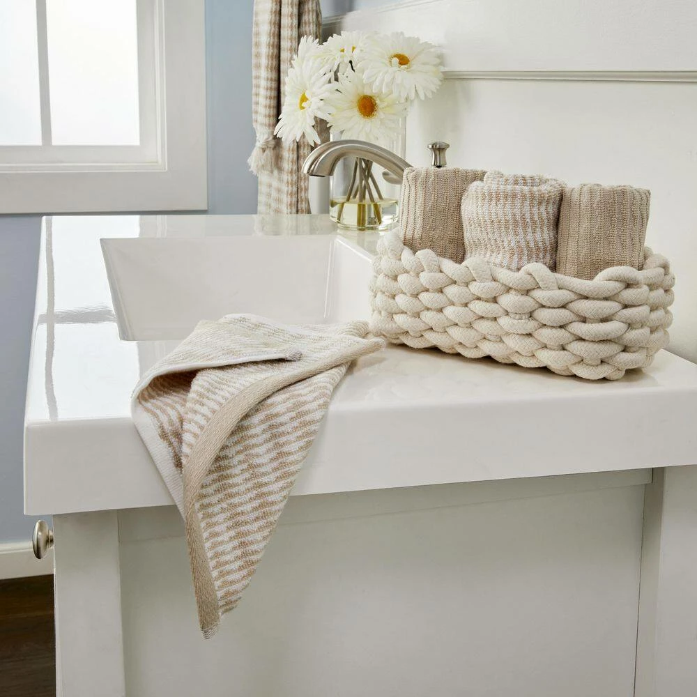 4-Piece Longborough Jacq Wash Set Tan 100% Cotton 12 in. x 12 in. by SKL Home 8 4-Piece Longborough Jacq Wash Set Tan 100% Cotton 12 in. x 12 in. by SKL Home - Image 6