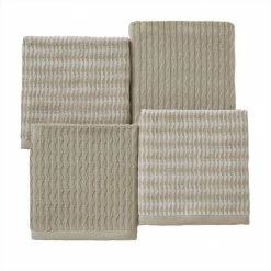 4-Piece Longborough Jacq Wash Set Tan 100% Cotton 12 in. x 12 in. by SKL Home