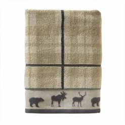 Grand Teton Jacquard Bath Towel, taupe, cotton by SKL Home
