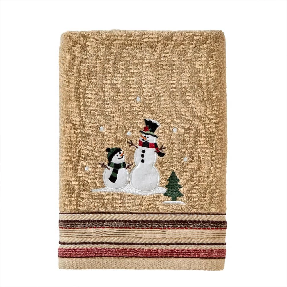 Rustic Plaid Snowman Bath Towel, wheat, cotton by SKL Home 2 Rustic Plaid Snowman Bath Towel, wheat, cotton by SKL Home