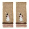 Rustic Plaid Snowman 2 Piece Hand Towel Set, wheat, cotton by SKL Home