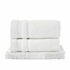 Lydia Collection White Square Check Pattern 100% Cotton Rectangle 3-Piece Bath Rug and Towel Set by Better Trends -Better Trends Sales Store white better trends bathroom rugs bath mats batlly3pcwh c3 1000