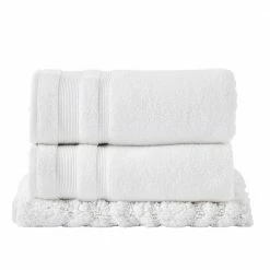 Trier Collection White 100% Cotton Rectangle 3-Piece Bath Rug and Towel Set by Better Trends 7 Trier Collection White 100% Cotton Rectangle 3-Piece Bath Rug and Towel Set by Better Trends -Better Trends Sales Store white better trends bathroom rugs bath mats batltr3pcwh c3 1000