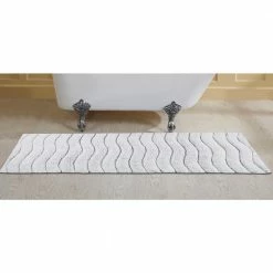 Indulgence Collection White 100% Ring Spun Cotton Tufted 20 in. x 60 in. Bath Rug by Better Trends