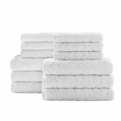 Turkish Cotton White Textured 12-Piece Bath Towel Set by Home Decorators Collection