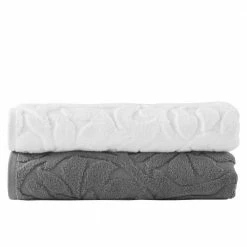 Turkish Cotton White Textured Bath Towel (Set of 2) by Home Decorators Collection -Better Trends Sales Store white home decorators collection bath towels textrd2pcswht 1d 1000