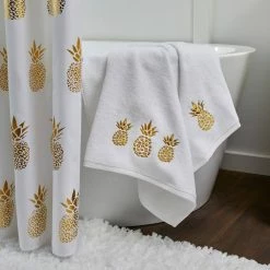 Gilded Pineapple White 2 Piece Hand Towel Set, White, cotton by SKL Home -Better Trends Sales Store white skl home bath towels t4268000830203 4f 1000