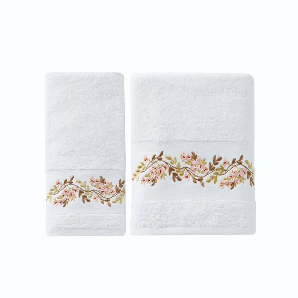 Misty White Floral Cotton Single Hand Towel by SKL Home 6 Misty White Floral Cotton Single Hand Towel by SKL Home - Image 4