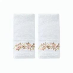 Misty White Floral Cotton Single Hand Towel by SKL Home