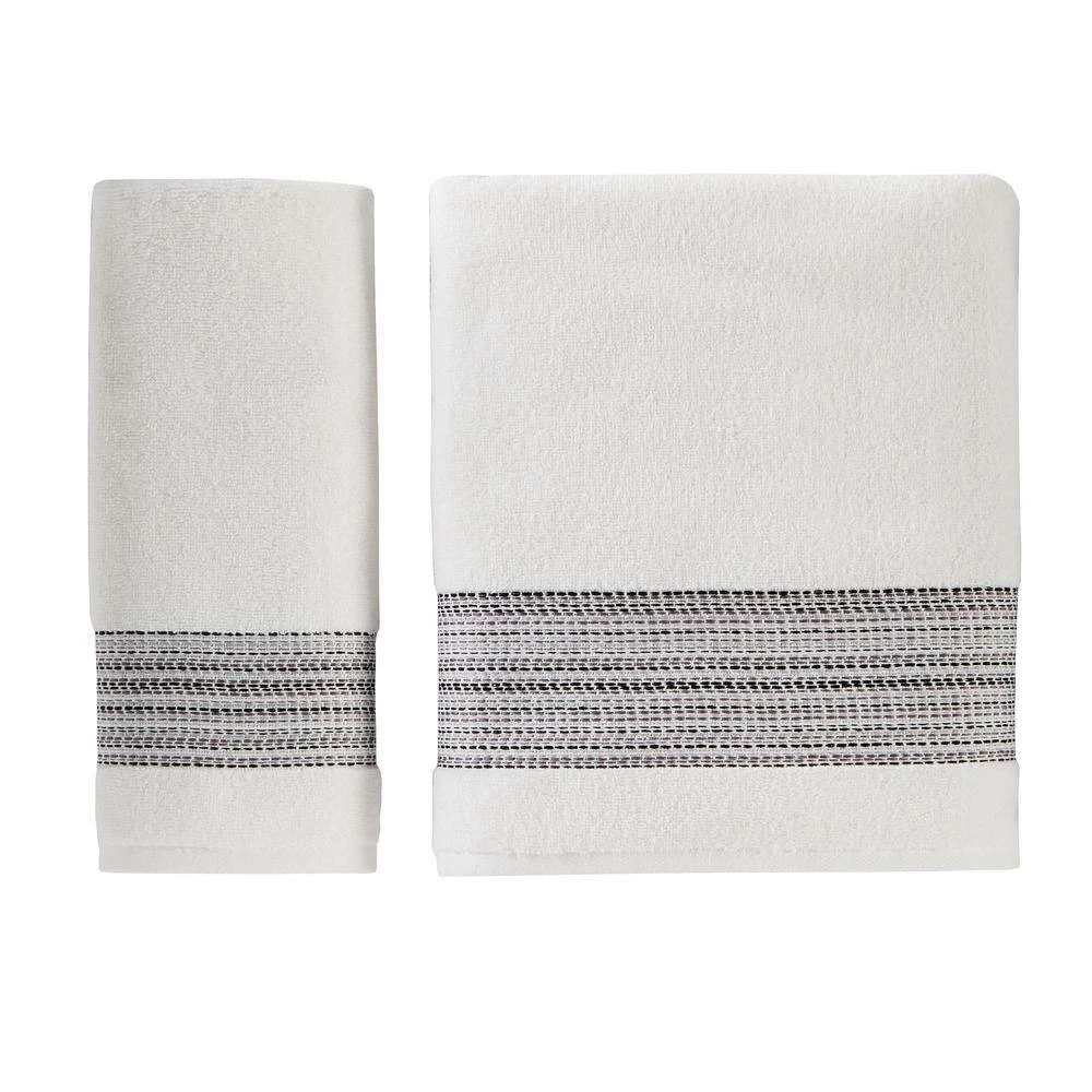 Geo White Stripe Cotton Single Hand Towel by SKL Home 5 Geo White Stripe Cotton Single Hand Towel by SKL Home - Image 3
