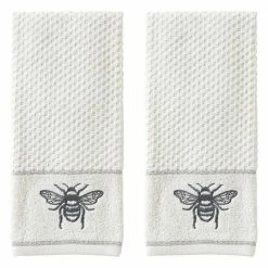 Farmhouse Bee 100% Cotton 2-Pack White Hand Towel by SKL Home