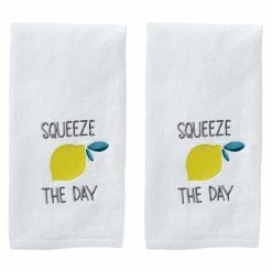 2-Piece Squeeze the Day White 100% Cotton Hand Towel Set by SKL Home