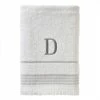 Casual Monogram Letter D Bath Towel, white, cotton by SKL Home