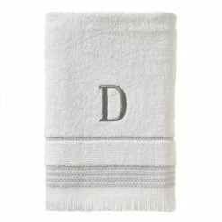 Casual Monogram Letter D Bath Towel, white, cotton by SKL Home