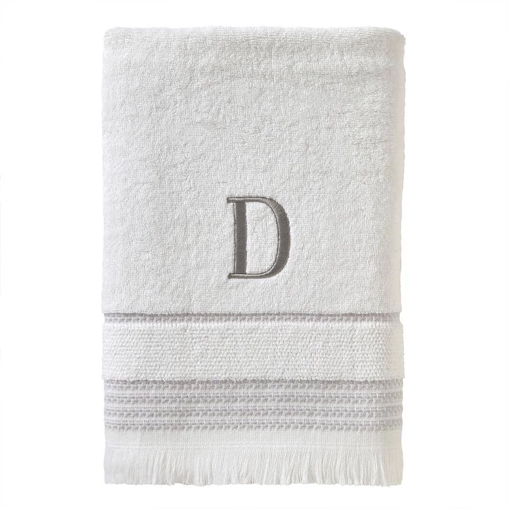 Casual Monogram Letter D Bath Towel, white, cotton by SKL Home 3 Casual Monogram Letter D Bath Towel, white, cotton by SKL Home