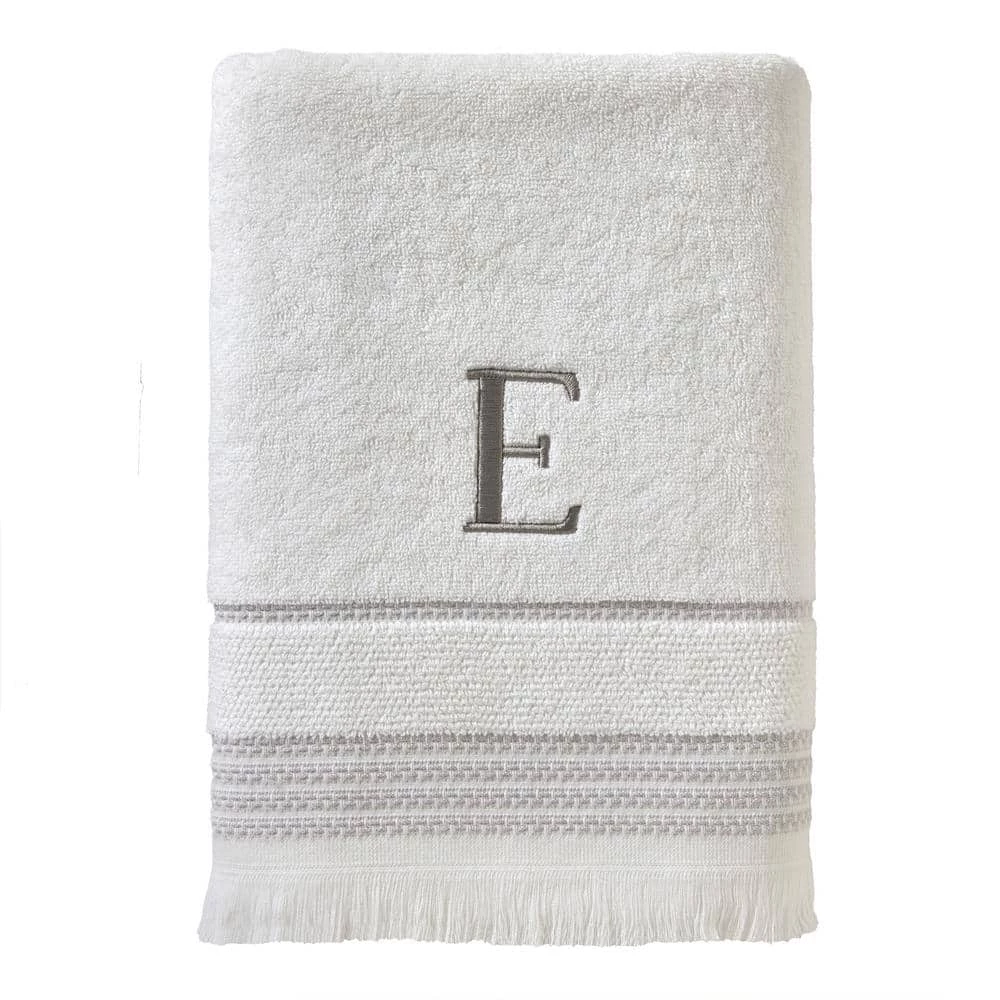 Casual Monogram Letter E Bath Towel, white, cotton by SKL Home 3 Casual Monogram Letter E Bath Towel, white, cotton by SKL Home