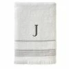 Casual Monogram Letter J Bath Towel, white, cotton by SKL Home -Better Trends Sales Store white skl home bath towels w453800080j103 64 1000