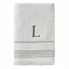 Casual Monogram Letter L Bath Towel, white, cotton by SKL Home -Better Trends Sales Store white skl home bath towels w453800080l103 64 1000