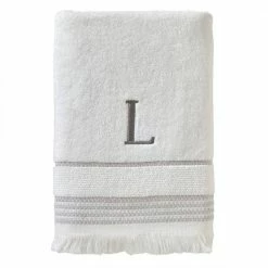 Casual Monogram Letter L Bath Towel, white, cotton by SKL Home