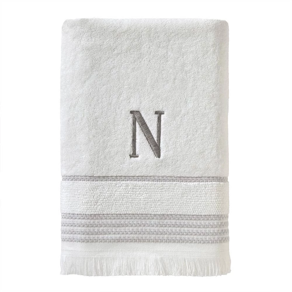 Casual Monogram Letter N Bath Towel, white, cotton by SKL Home 3 Casual Monogram Letter N Bath Towel, white, cotton by SKL Home