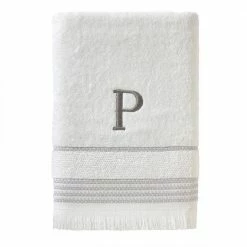 Casual Monogram Letter P Bath Towel, white, cotton by SKL Home