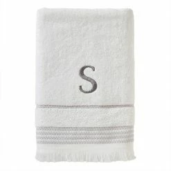 Casual Monogram Letter S Bath Towel, white, cotton by SKL Home