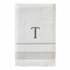 Casual Monogram Letter T Bath Towel, white, cotton by SKL Home -Better Trends Sales Store white skl home bath towels w453800080t103 64 1000