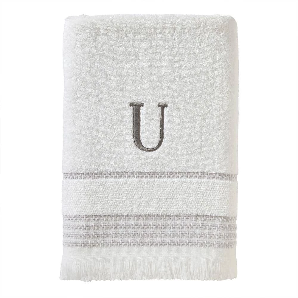 Casual Monogram Letter U Bath Towel, white, cotton by SKL Home 3 Casual Monogram Letter U Bath Towel, white, cotton by SKL Home