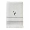 Casual Monogram Letter V Bath Towel, white, cotton by SKL Home