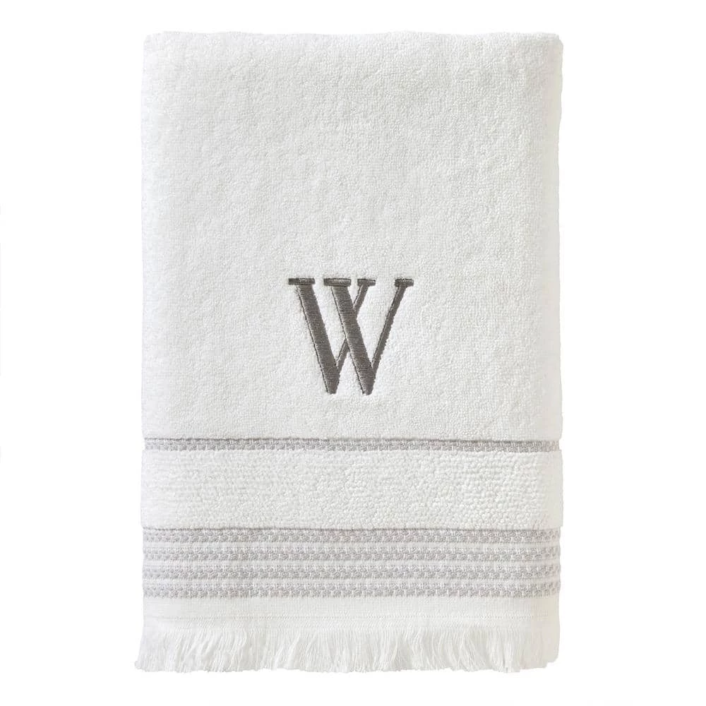 Casual Monogram Letter W Bath Towel, white, cotton by SKL Home 3 Casual Monogram Letter W Bath Towel, white, cotton by SKL Home
