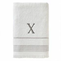 Casual Monogram Letter X Bath Towel, white, cotton by SKL Home