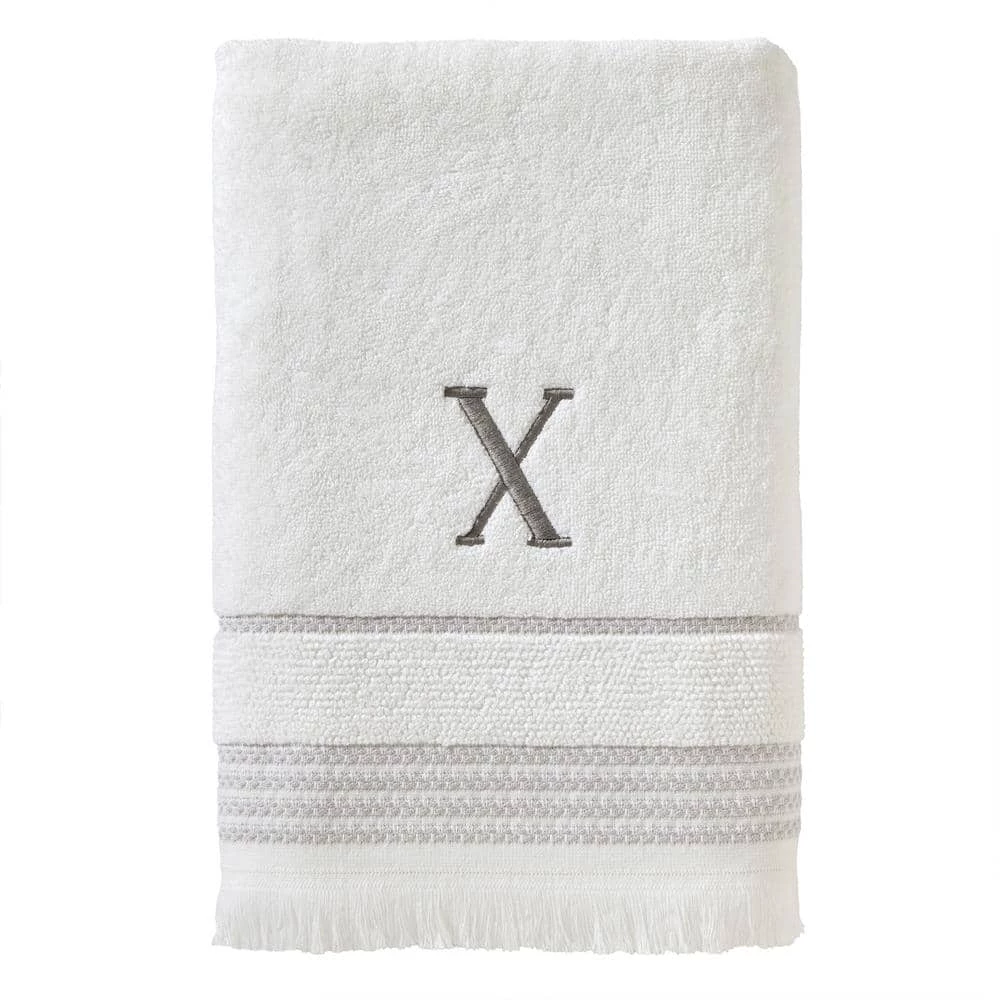 Casual Monogram Letter X Bath Towel, white, cotton by SKL Home 3 Casual Monogram Letter X Bath Towel, white, cotton by SKL Home