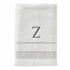 Casual Monogram Letter Z Bath Towel, white, cotton by SKL Home