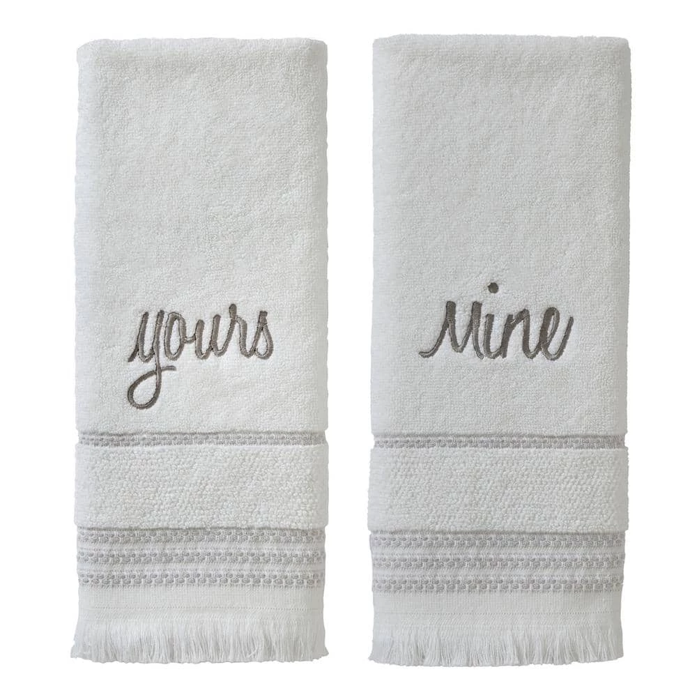 Casual Mine & Yours 2 Piece Hand Towel Set, white, cotton by SKL Home 3 Casual Mine & Yours 2 Piece Hand Towel Set, white, cotton by SKL Home